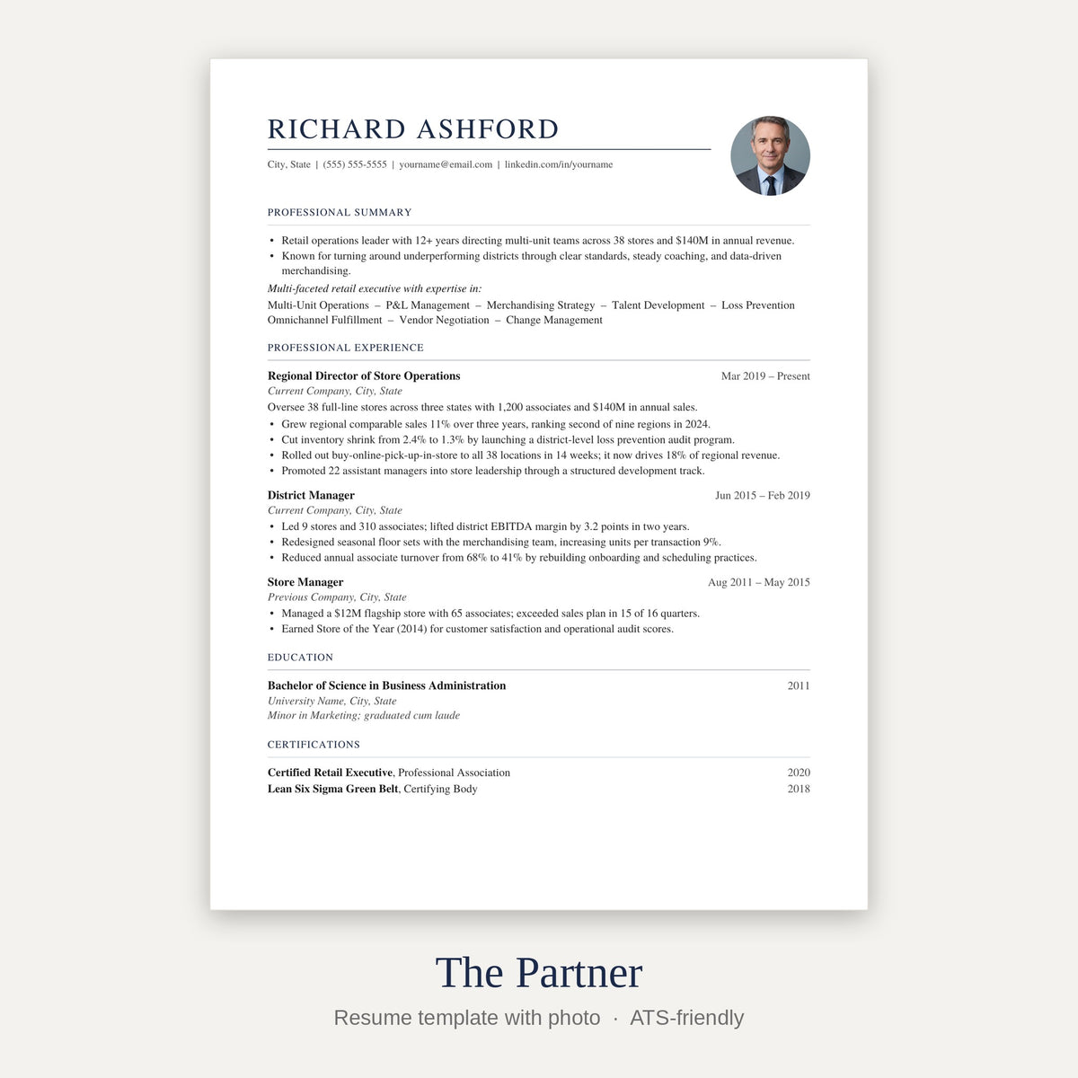 The Partner resume template with photo